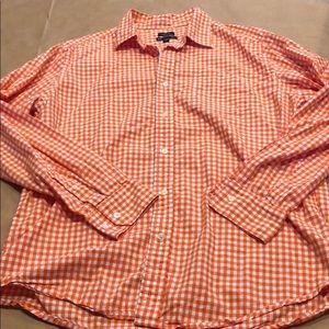 Gap Men’s Orange Gingham Check Button Down